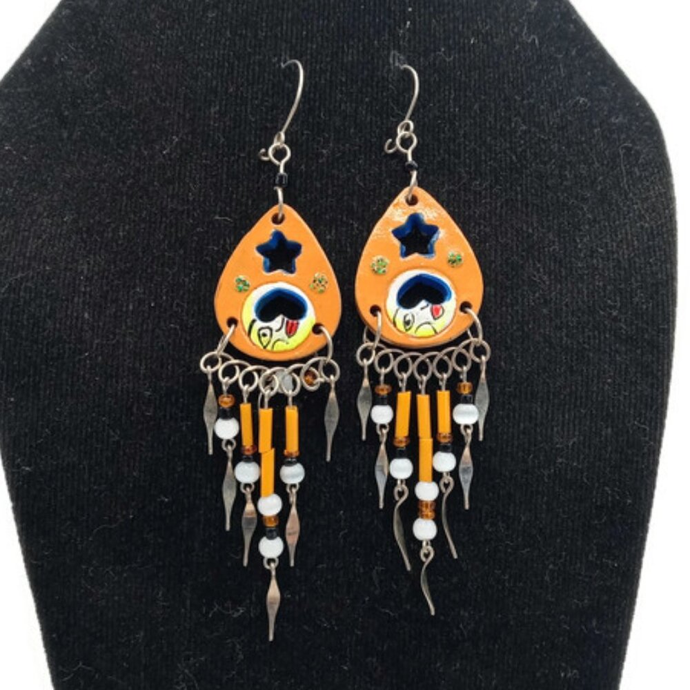Peruvian Alpaca Ceramic Earrings and Multicolored Beads